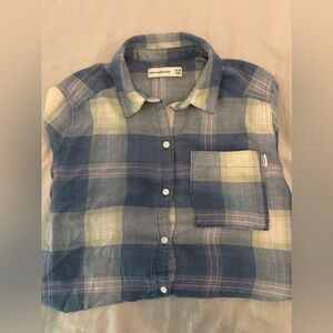 Abercrombie Kids Flannel Shirt | Girls 13/14 | Blue Plaid